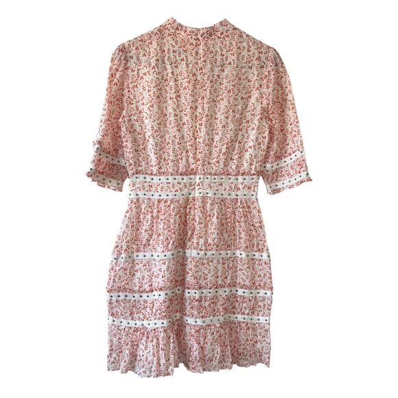Stevie May Byrdie Floral Print Mini Dress Women’s Size XS Orange/Pink/White - Picture 2 of 11